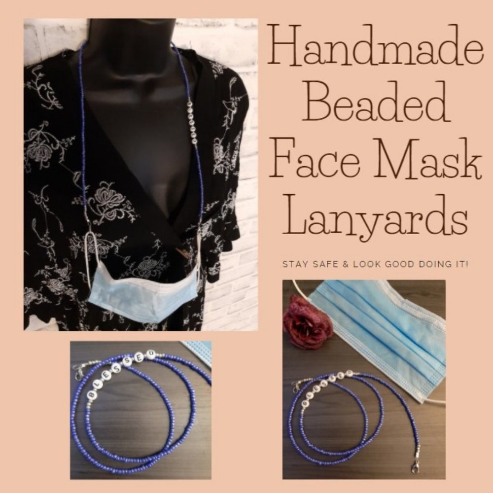 "Blessed" Handmade Beaded Face Mask Lanyards